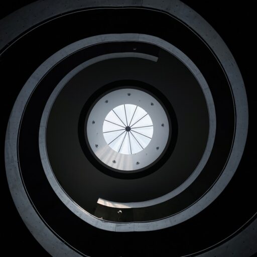 black and white spiral illustration